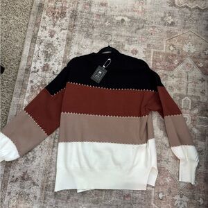 Colorblock Sweater in Black, Brown, and White
